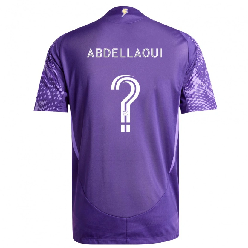 Danxen Niño Camiseta Noham Abdellaoui #0 Morado Blanco 1ª Equipación 2026/27 La Camisa