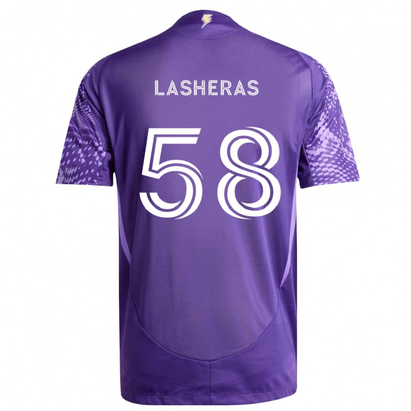 Danxen Niño Camiseta Nicolas Lasheras #58 Morado Blanco 1ª Equipación 2026/27 La Camisa