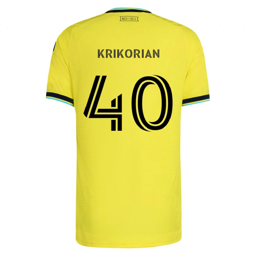 Danxen Niño Camiseta Andre Krikorian #40 Amarillo Brillante Azul Marino 1ª Equipación 2026/27 La Camisa