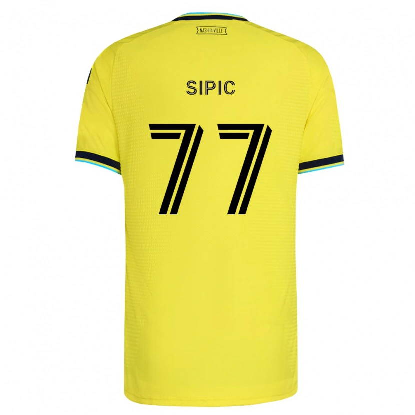 Danxen Niño Camiseta Adem Sipić #77 Amarillo Brillante Azul Marino 1ª Equipación 2026/27 La Camisa