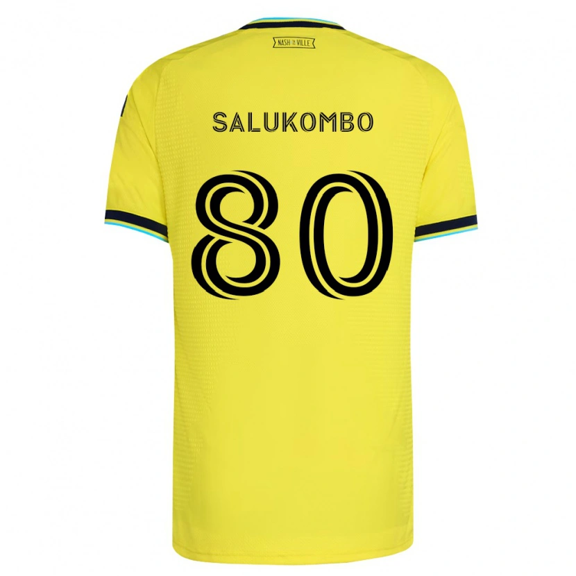 Danxen Niño Camiseta David Salukombo #80 Amarillo Brillante Azul Marino 1ª Equipación 2026/27 La Camisa
