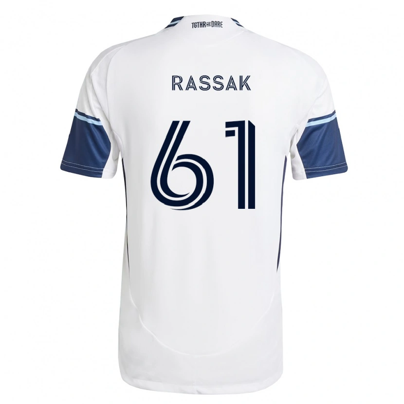 Danxen Niño Camiseta Carson Rassak #61 Blanco Azul Real 1ª Equipación 2026/27 La Camisa