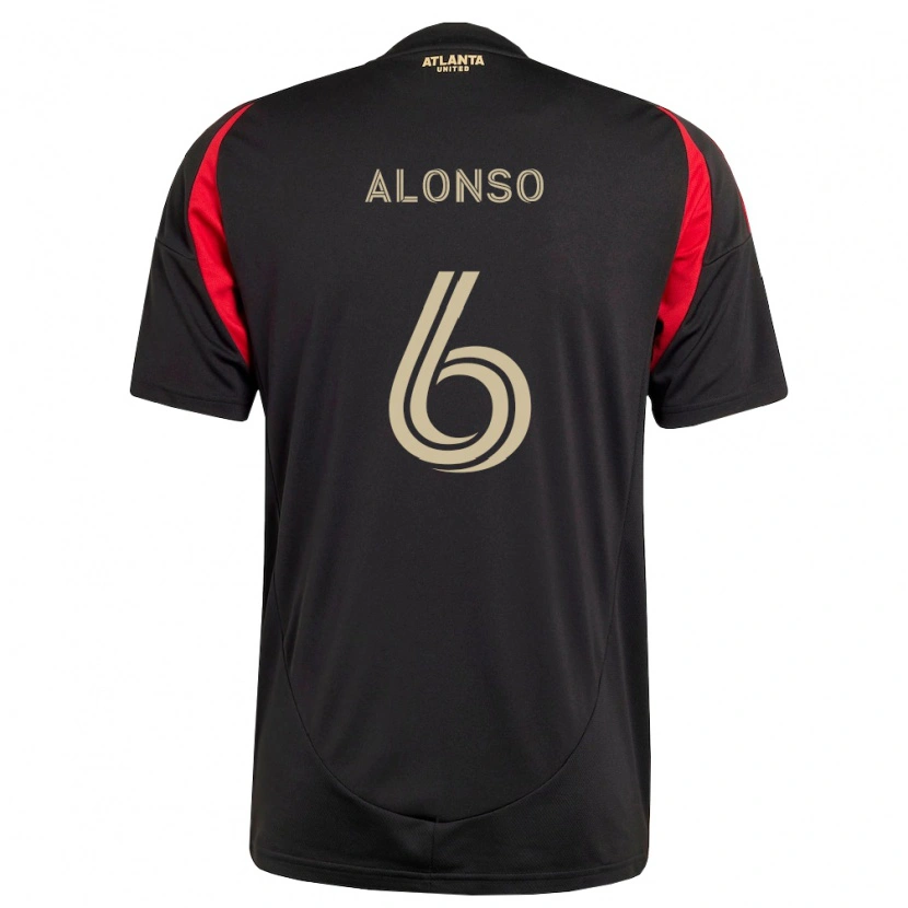Danxen Niño Camiseta Júnior Alonso #6 Negro Rojo 1ª Equipación 2026/27 La Camisa