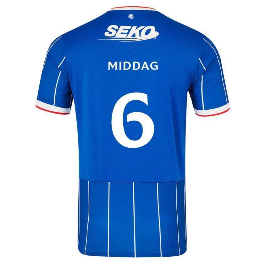 Danxen Niño Camiseta Tessel Middag #6 Rojo Azul Blanco 1ª Equipación 2026/27 La Camisa