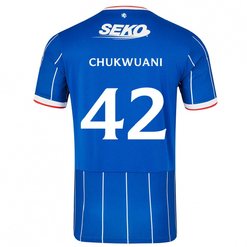 Danxen Niño Camiseta Tochi Chukwuani #42 Rojo Azul Blanco 1ª Equipación 2026/27 La Camisa