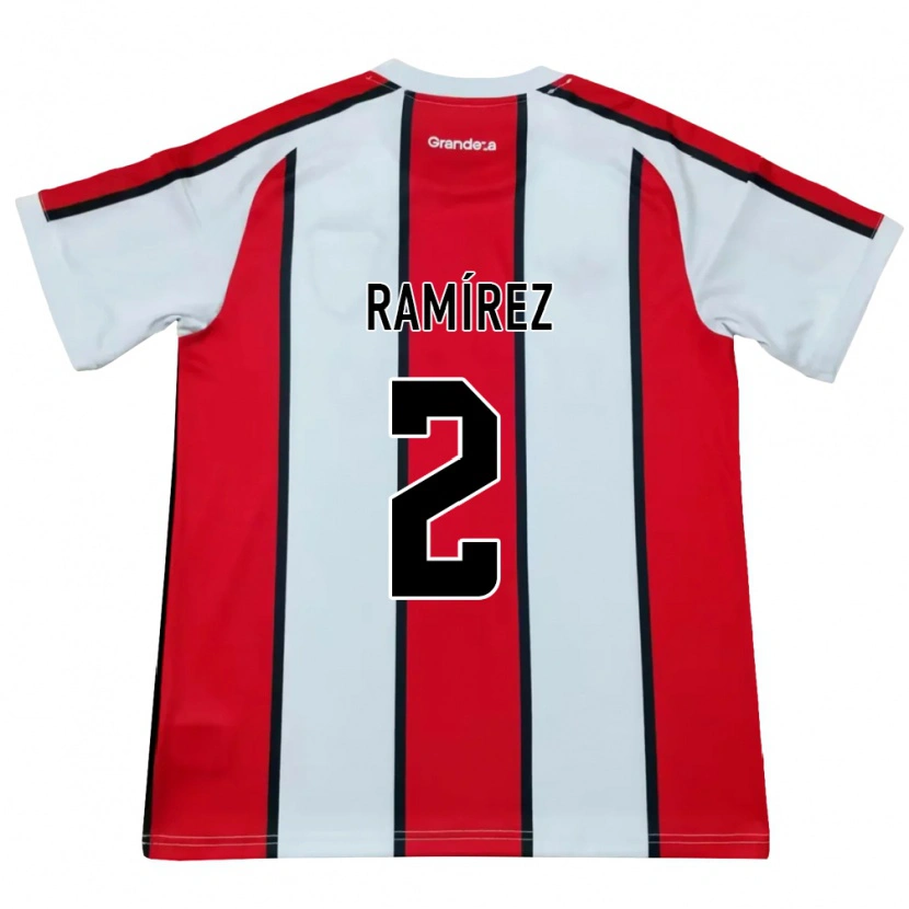 Danxen Niño Camiseta Tobías Ramírez #2 Blanco Rojo Negro 2ª Equipación 2026/27 La Camisa