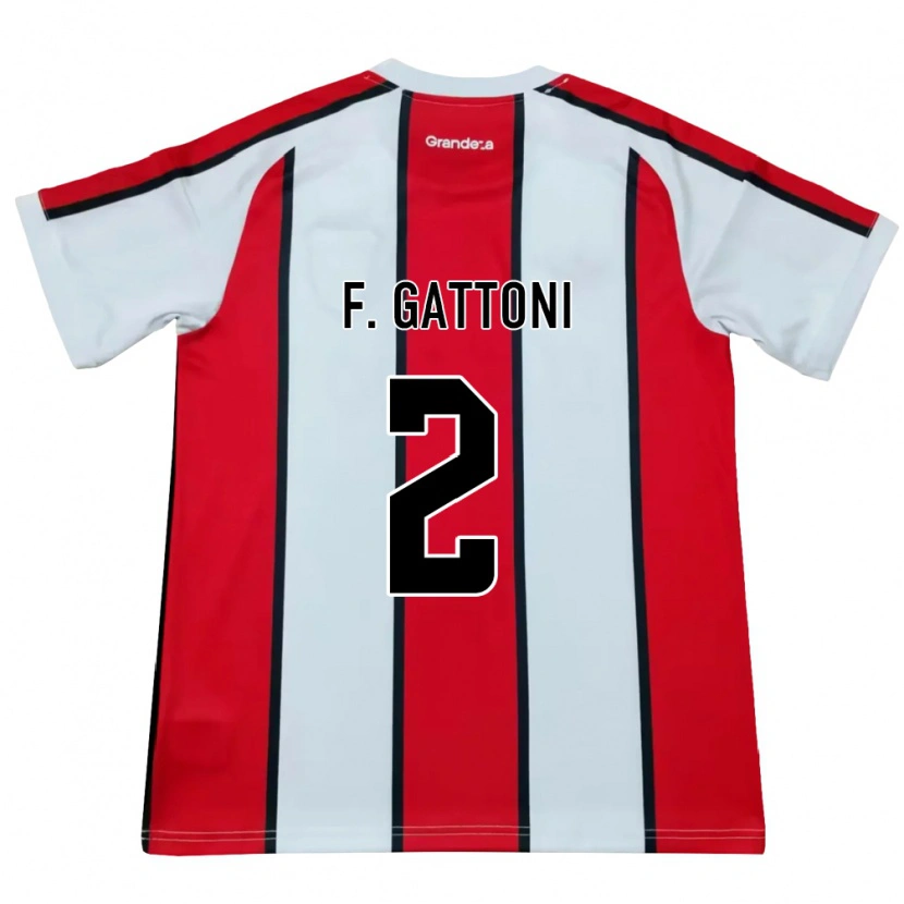 Danxen Niño Camiseta Federico Gattoni #2 Blanco Rojo Negro 2ª Equipación 2026/27 La Camisa