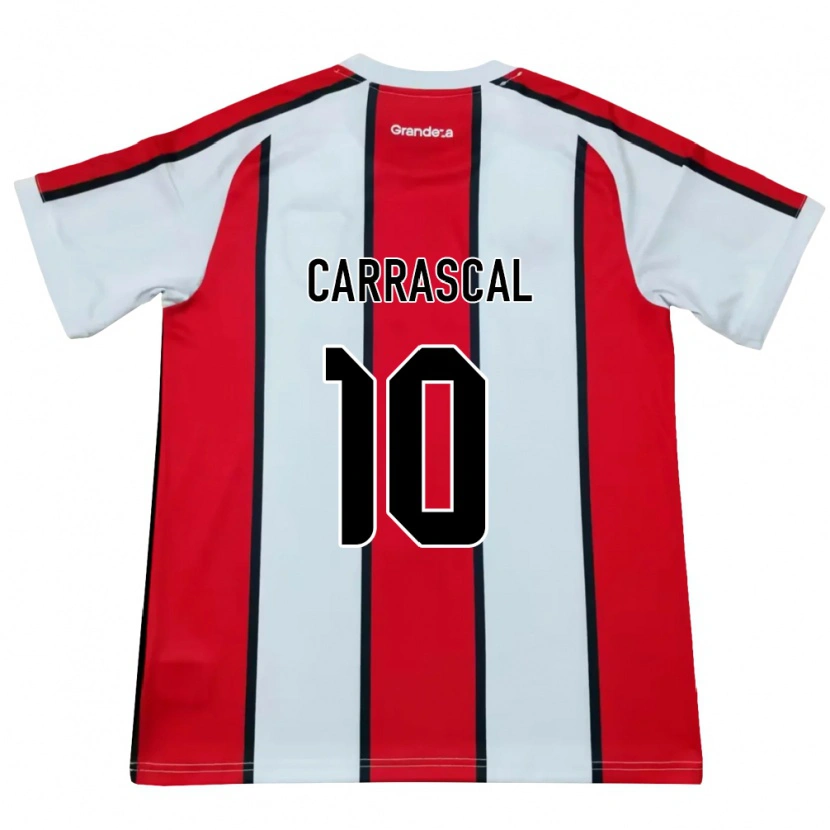 Danxen Niño Camiseta Jorge Carrascal #10 Blanco Rojo Negro 2ª Equipación 2026/27 La Camisa
