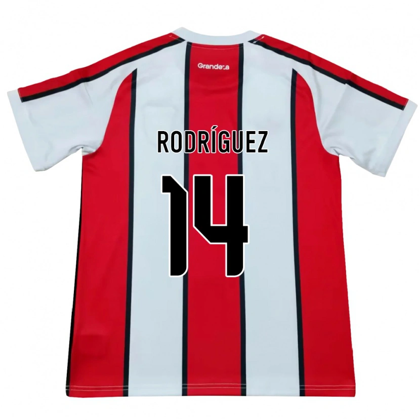 Danxen Niño Camiseta Benjamín Rodríguez #14 Blanco Rojo Negro 2ª Equipación 2026/27 La Camisa