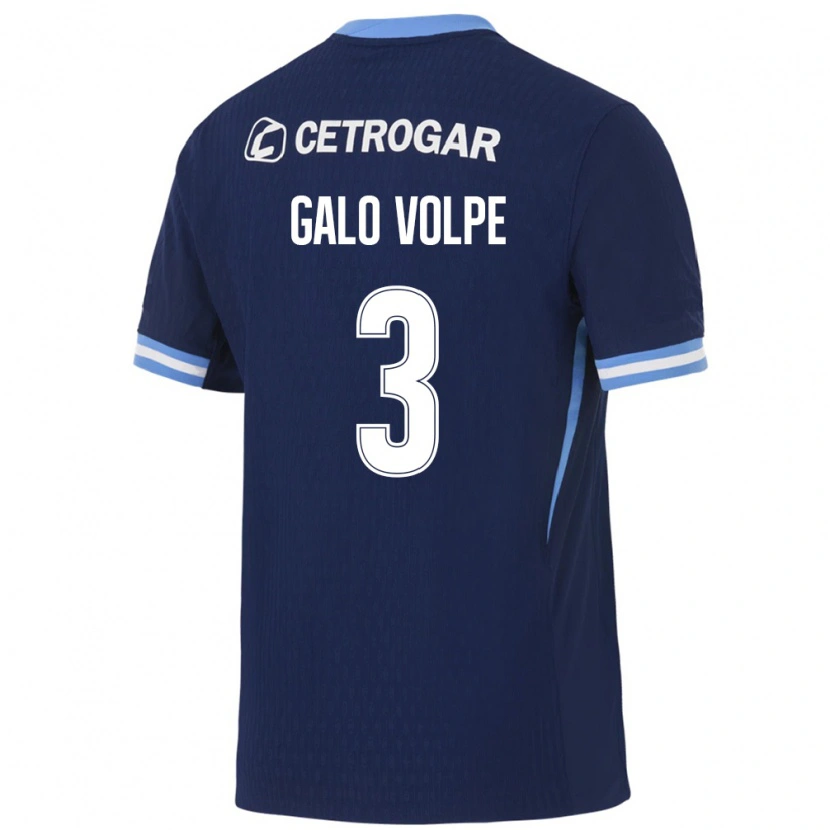 Danxen Niño Camiseta Galo Volpe #3 Azul Real Azul Claro Blanco 2ª Equipación 2026/27 La Camisa