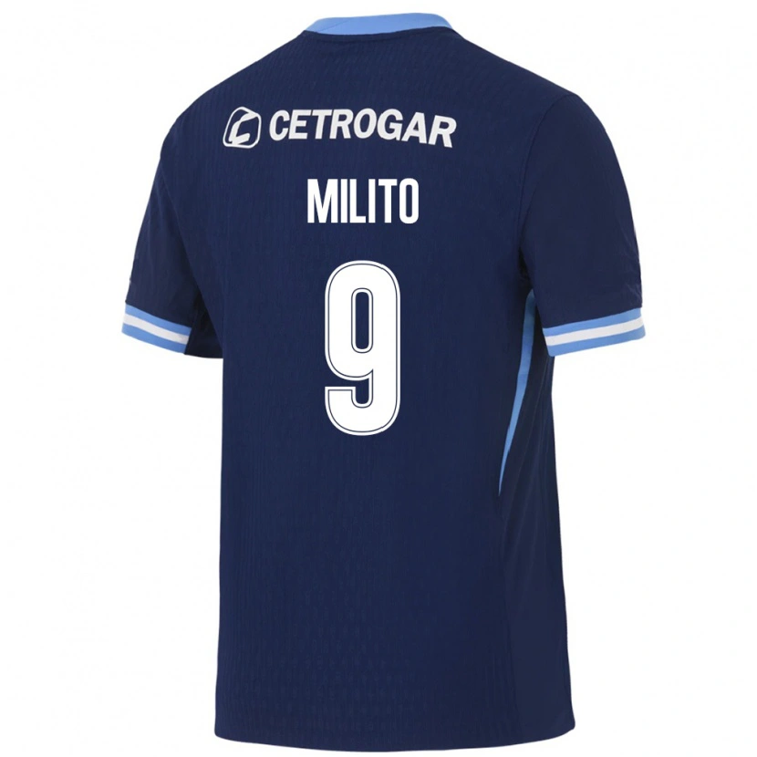Danxen Niño Camiseta Leandro Milito #9 Azul Real Azul Claro Blanco 2ª Equipación 2026/27 La Camisa