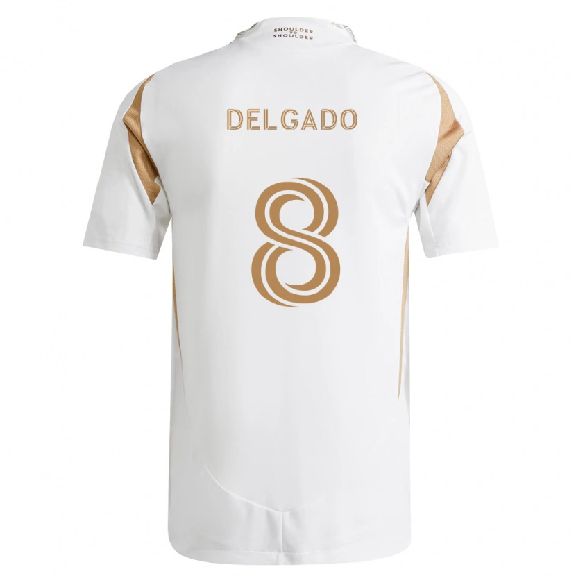 Danxen Niño Camiseta Mark Delgado #8 Blanco Marrón 2ª Equipación 2026/27 La Camisa