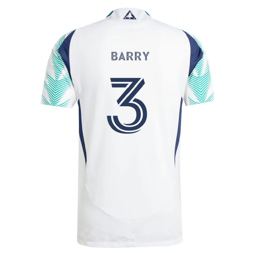 Danxen Niño Camiseta Hesron Barry #3 Blanco Azul Marino Verde Claro 2ª Equipación 2026/27 La Camisa