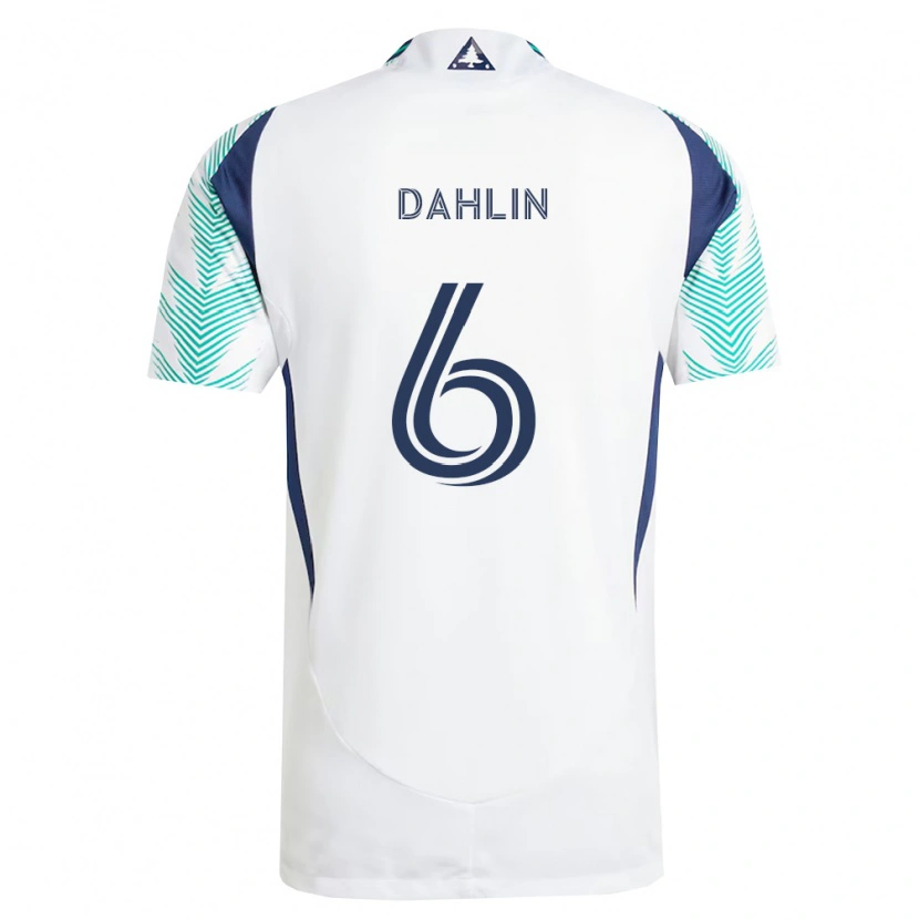 Danxen Niño Camiseta Gabe Dahlin #6 Blanco Azul Marino Verde Claro 2ª Equipación 2026/27 La Camisa
