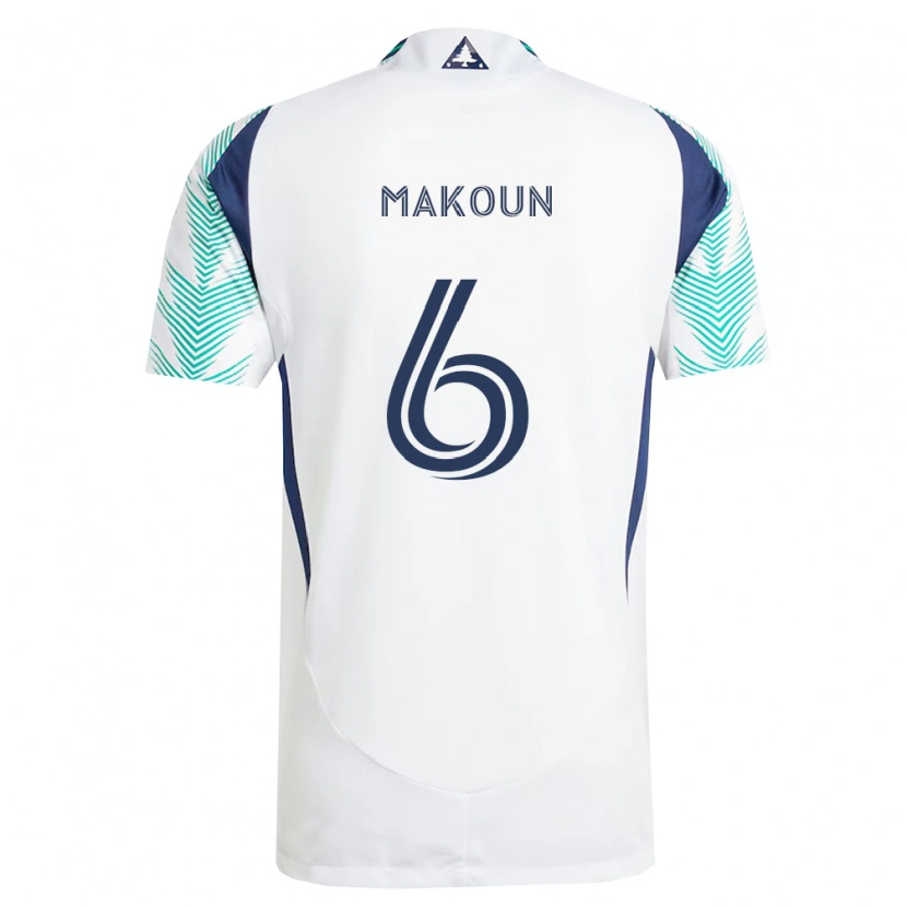 Danxen Niño Camiseta Christian Makoun #6 Blanco Azul Marino Verde Claro 2ª Equipación 2026/27 La Camisa