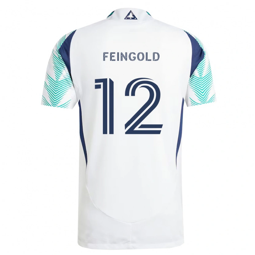 Danxen Niño Camiseta Ilay Feingold #12 Blanco Azul Marino Verde Claro 2ª Equipación 2026/27 La Camisa