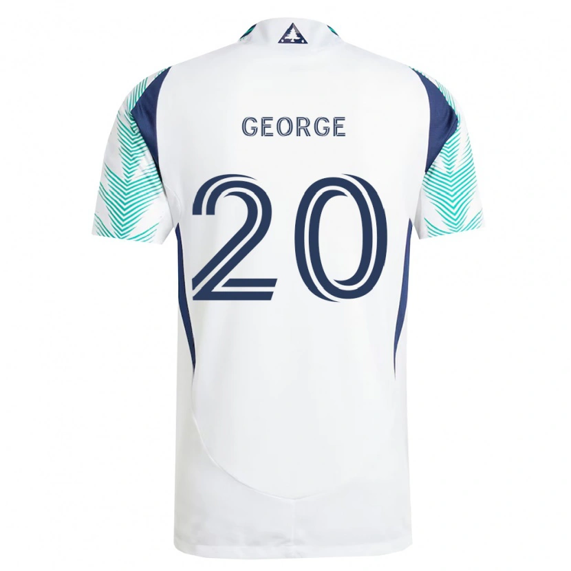 Danxen Niño Camiseta Sharod George #20 Blanco Azul Marino Verde Claro 2ª Equipación 2026/27 La Camisa