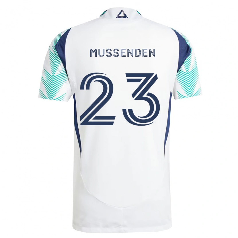 Danxen Niño Camiseta Javaun Mussenden #23 Blanco Azul Marino Verde Claro 2ª Equipación 2026/27 La Camisa