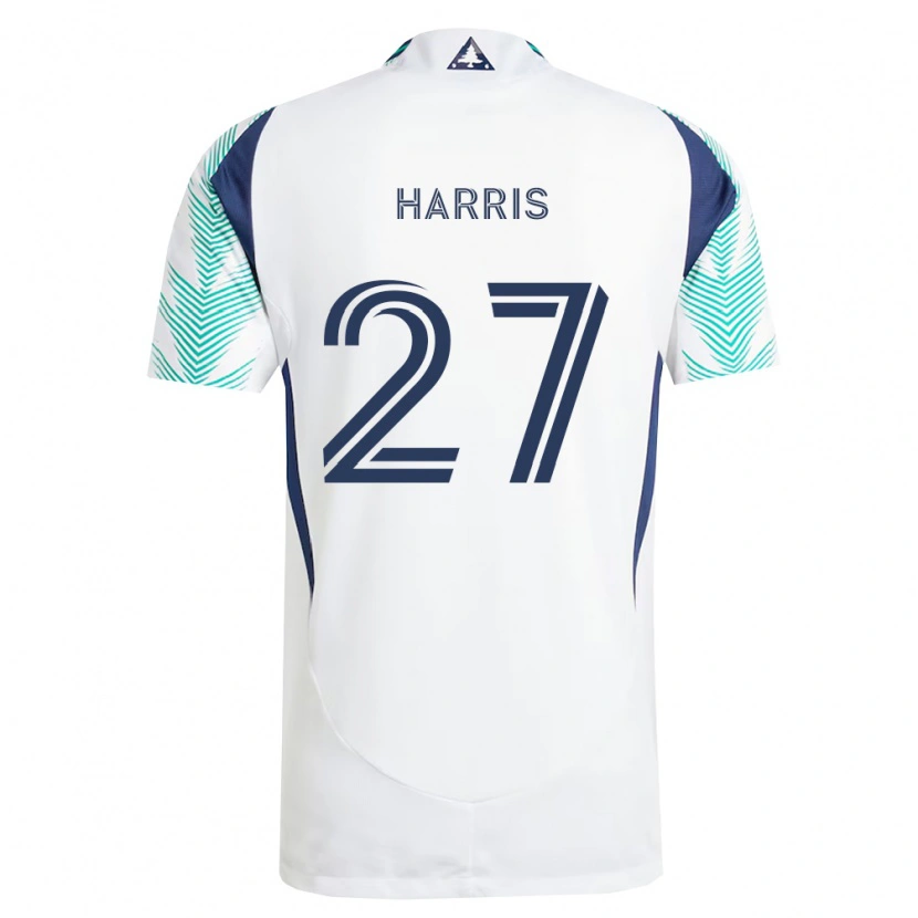 Danxen Niño Camiseta Wilson Harris #27 Blanco Azul Marino Verde Claro 2ª Equipación 2026/27 La Camisa
