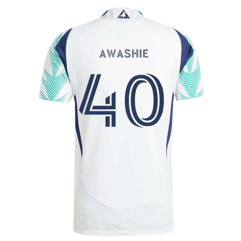 Danxen Niño Camiseta Ben Awashie #40 Blanco Azul Marino Verde Claro 2ª Equipación 2026/27 La Camisa