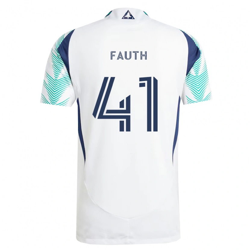 Danxen Niño Camiseta Ryker Fauth #41 Blanco Azul Marino Verde Claro 2ª Equipación 2026/27 La Camisa