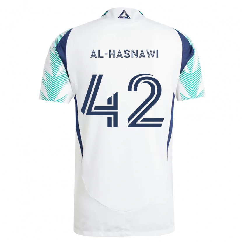 Danxen Niño Camiseta Moshtaba Al-Hasnawi #42 Blanco Azul Marino Verde Claro 2ª Equipación 2026/27 La Camisa