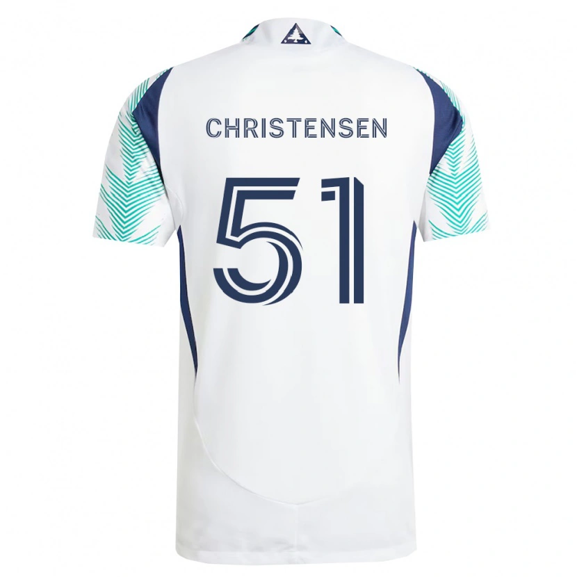 Danxen Niño Camiseta Kevin Christensen #51 Blanco Azul Marino Verde Claro 2ª Equipación 2026/27 La Camisa
