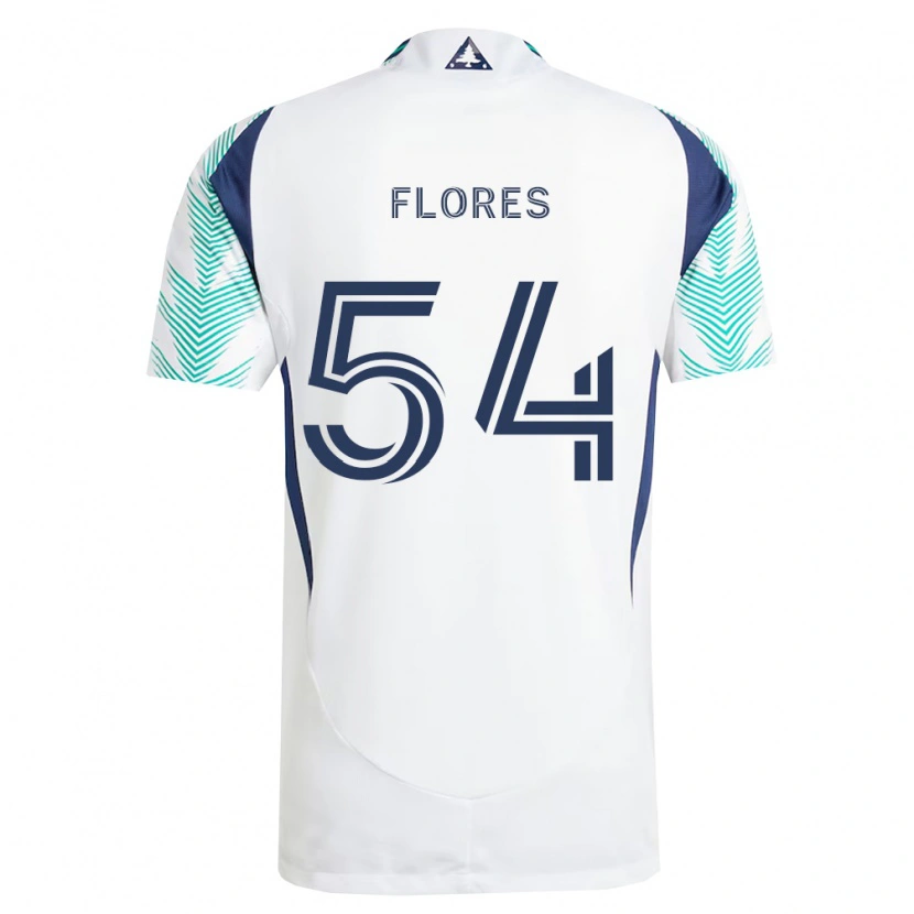 Danxen Niño Camiseta Edwin Flores #54 Blanco Azul Marino Verde Claro 2ª Equipación 2026/27 La Camisa