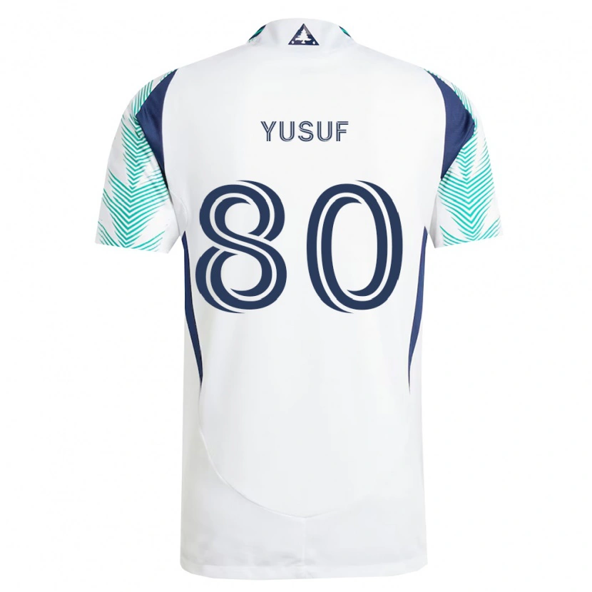 Danxen Niño Camiseta Alhassan Yusuf #80 Blanco Azul Marino Verde Claro 2ª Equipación 2026/27 La Camisa
