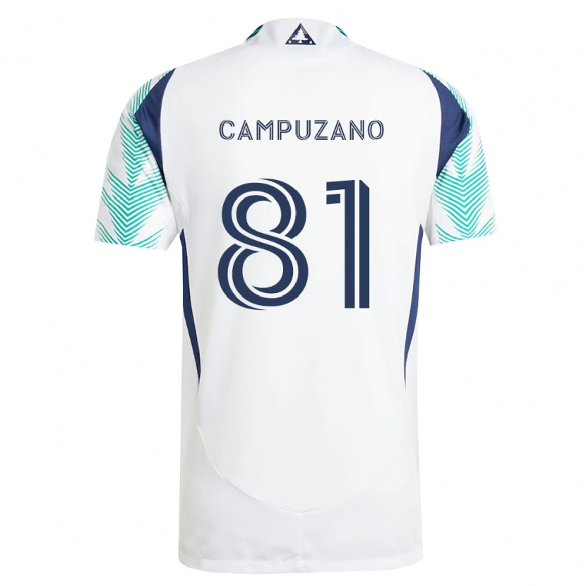 Danxen Niño Camiseta Nico Campuzano #81 Blanco Azul Marino Verde Claro 2ª Equipación 2026/27 La Camisa