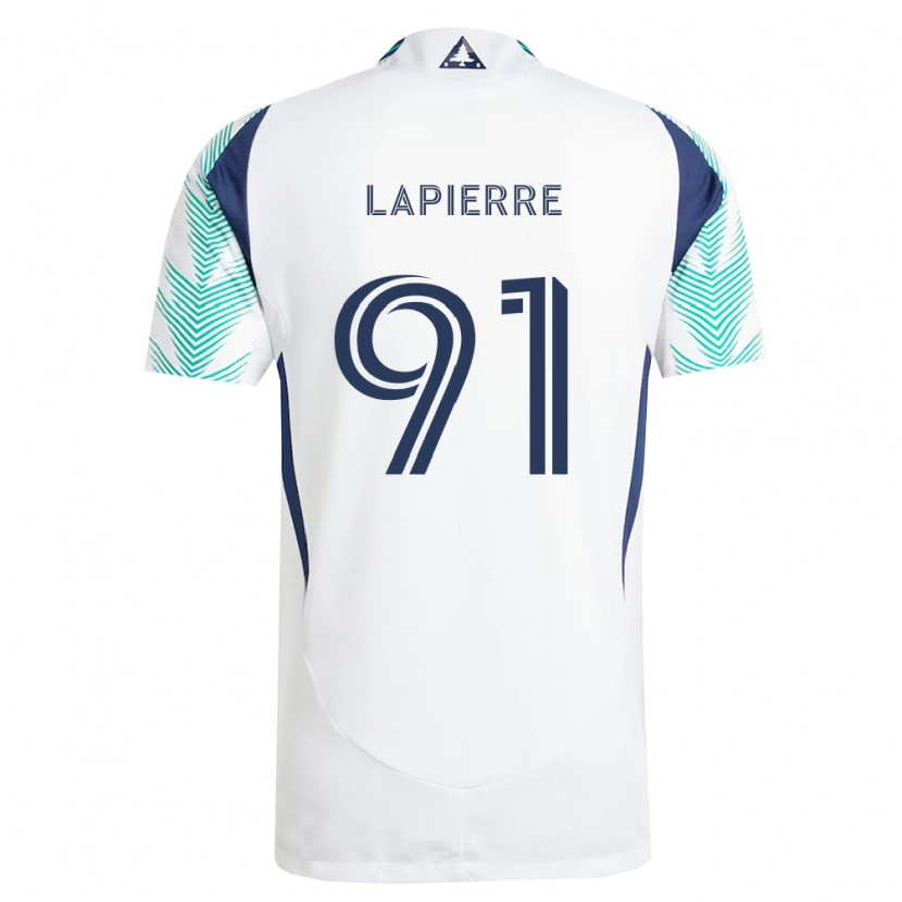 Danxen Niño Camiseta Zach Lapierre #91 Blanco Azul Marino Verde Claro 2ª Equipación 2026/27 La Camisa
