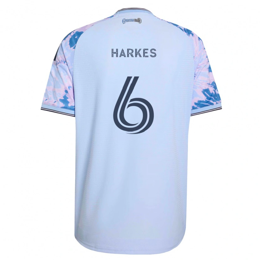 Danxen Niño Camiseta Ian Harkes #6 Azul Real Blanco Negro 2ª Equipación 2026/27 La Camisa