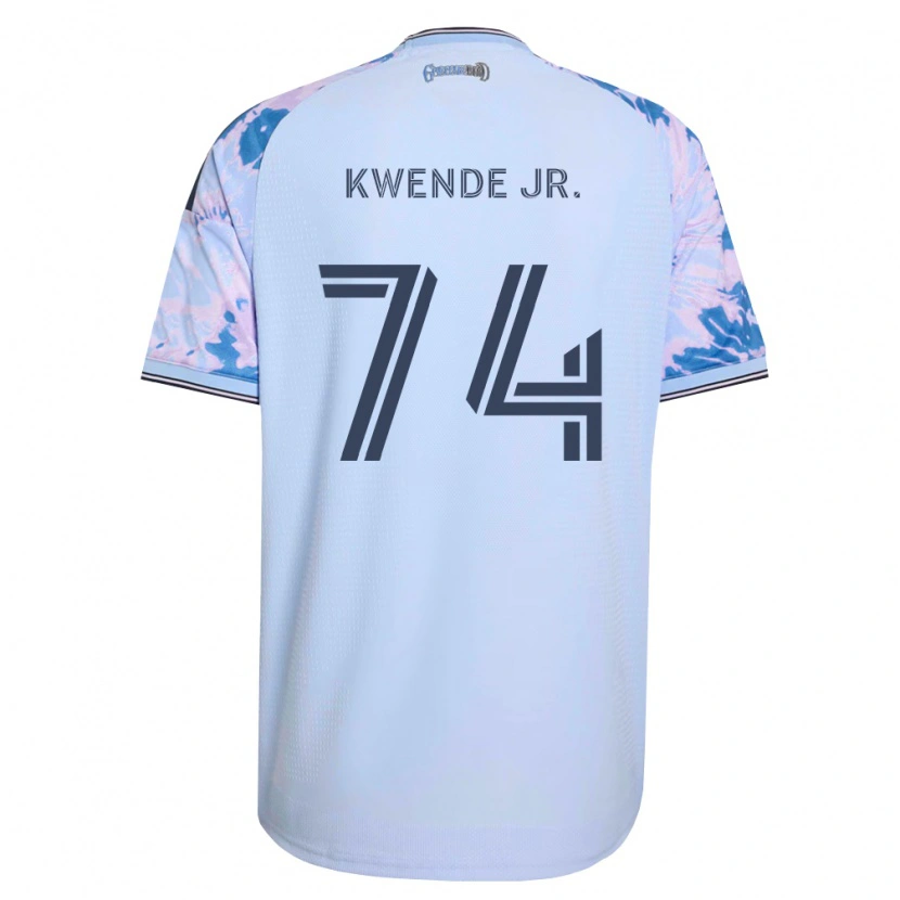 Danxen Niño Camiseta Martin Kwende Jr. #74 Azul Real Blanco Negro 2ª Equipación 2026/27 La Camisa