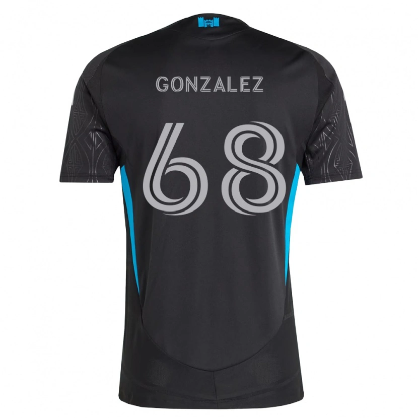 Danxen Niño Camiseta Carlos Gonzalez #68 Negro Blanco Azul Cielo 2ª Equipación 2026/27 La Camisa