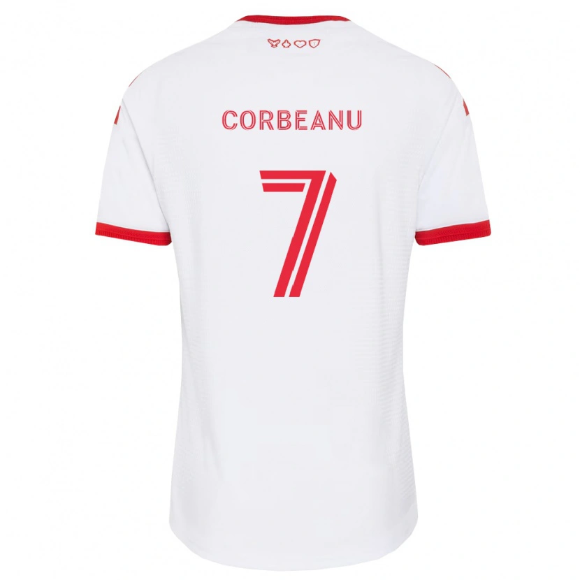 Danxen Niño Camiseta Theo Corbeanu #7 Blanco Rojo Negro 2ª Equipación 2026/27 La Camisa