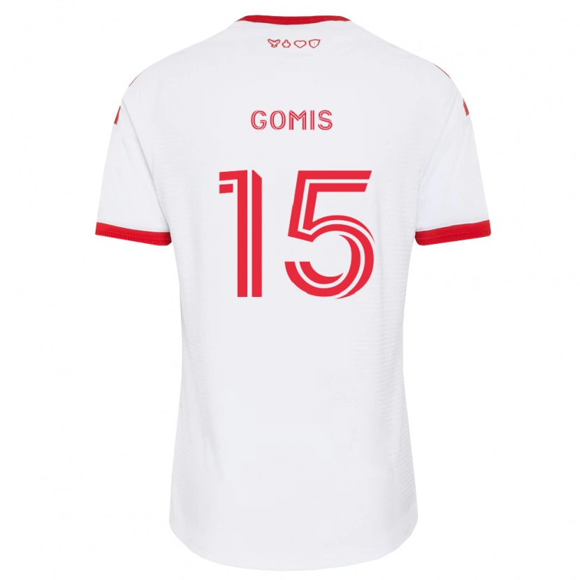 Danxen Niño Camiseta Nicksoen Gomis #15 Blanco Rojo Negro 2ª Equipación 2026/27 La Camisa