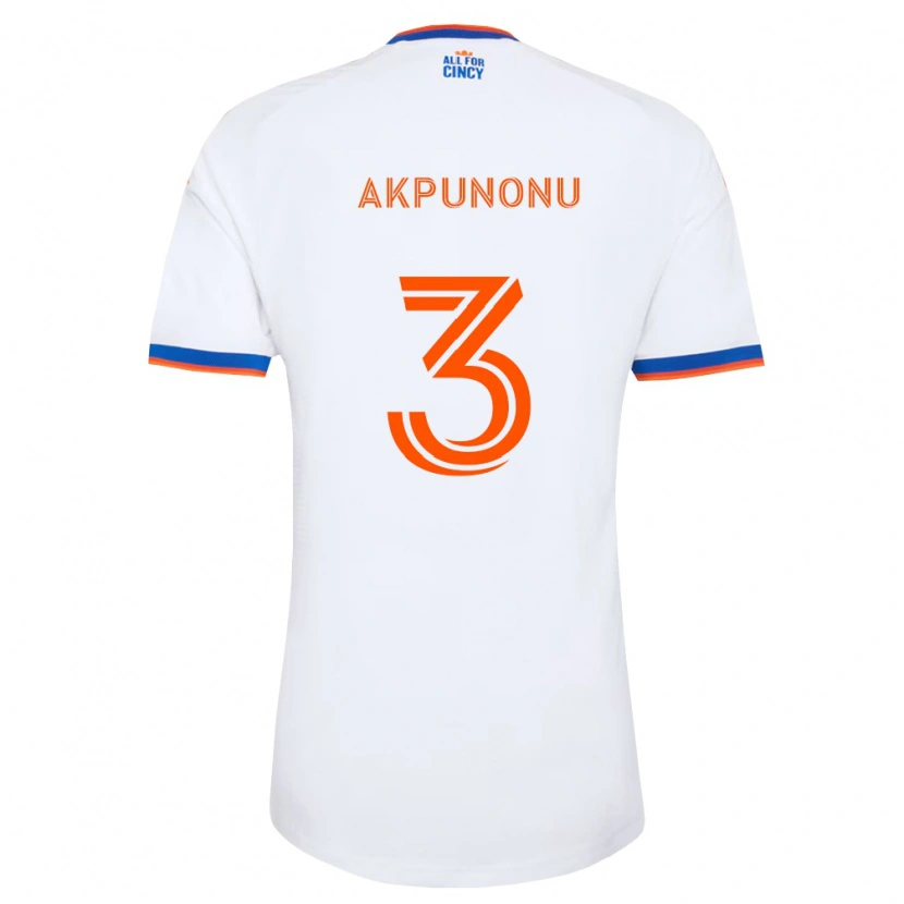 Danxen Niño Camiseta Joey Akpunonu #3 Blanco Azul Marino Naranja 2ª Equipación 2026/27 La Camisa