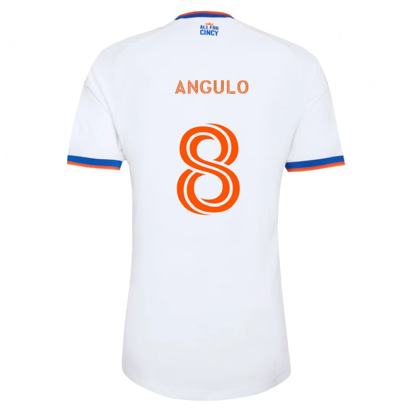 Danxen Niño Camiseta Marco Angulo #8 Blanco Azul Marino Naranja 2ª Equipación 2026/27 La Camisa