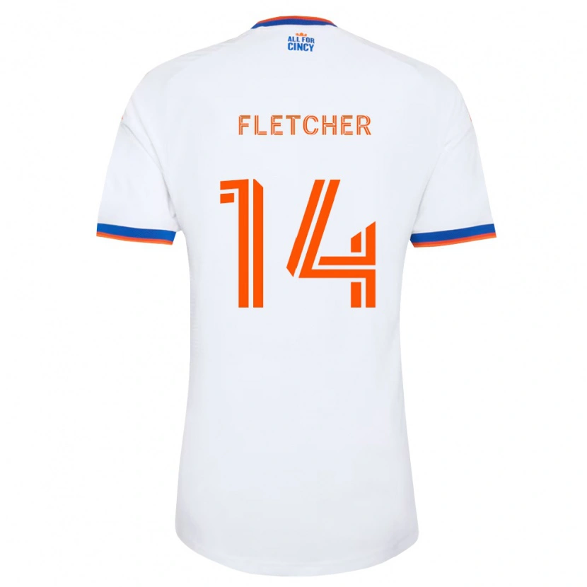 Danxen Niño Camiseta Kristian Fletcher #14 Blanco Azul Marino Naranja 2ª Equipación 2026/27 La Camisa