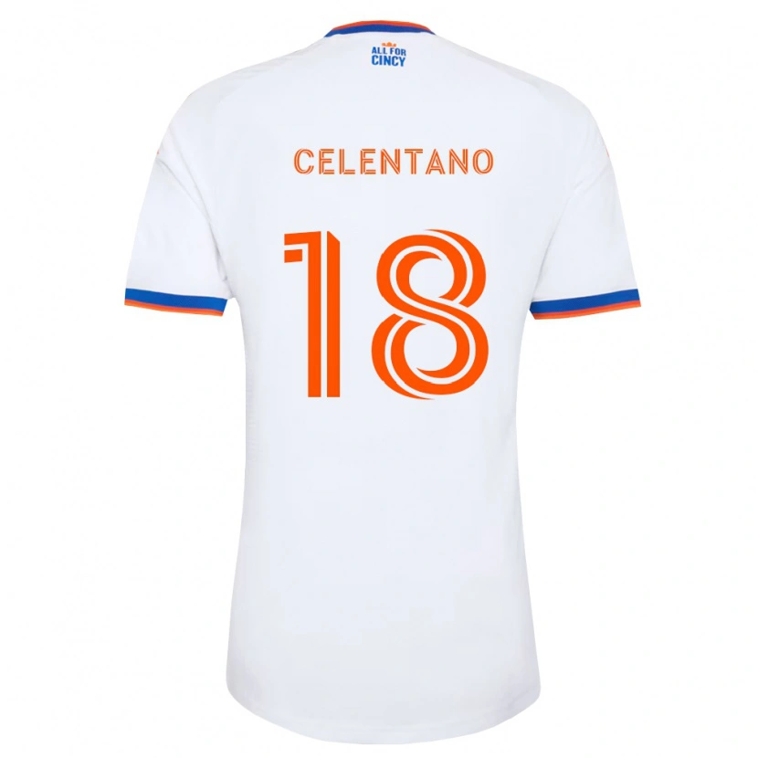 Danxen Niño Camiseta Roman Celentano #18 Blanco Azul Marino Naranja 2ª Equipación 2026/27 La Camisa