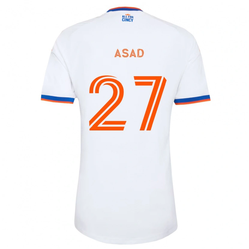 Danxen Niño Camiseta Yamil Asad #27 Blanco Azul Marino Naranja 2ª Equipación 2026/27 La Camisa
