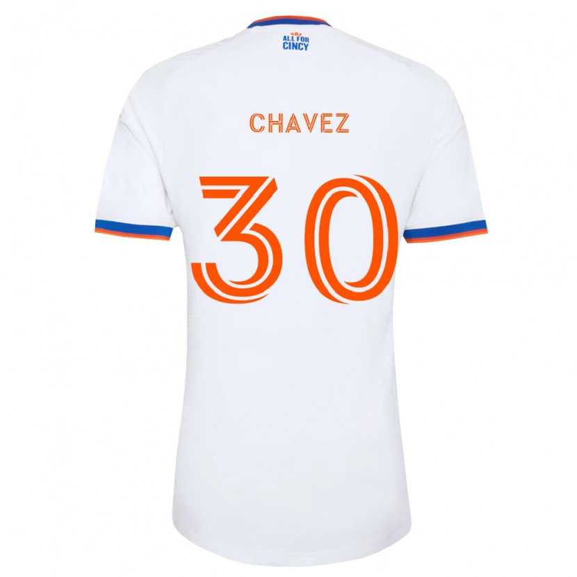 Danxen Niño Camiseta Ademar Chávez #30 Blanco Azul Marino Naranja 2ª Equipación 2026/27 La Camisa