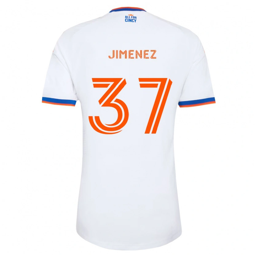 Danxen Niño Camiseta Stiven Jimenez #37 Blanco Azul Marino Naranja 2ª Equipación 2026/27 La Camisa