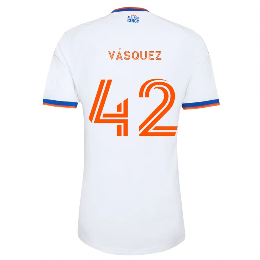 Danxen Niño Camiseta Mathías Vásquez #42 Blanco Azul Marino Naranja 2ª Equipación 2026/27 La Camisa