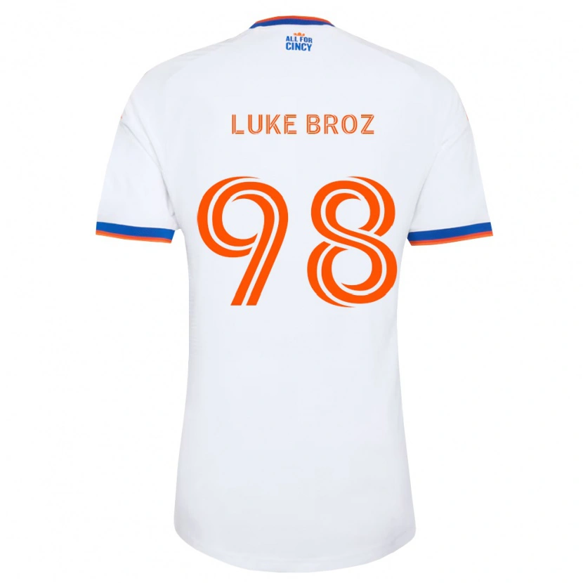 Danxen Niño Camiseta Luke Broz #98 Blanco Azul Marino Naranja 2ª Equipación 2026/27 La Camisa