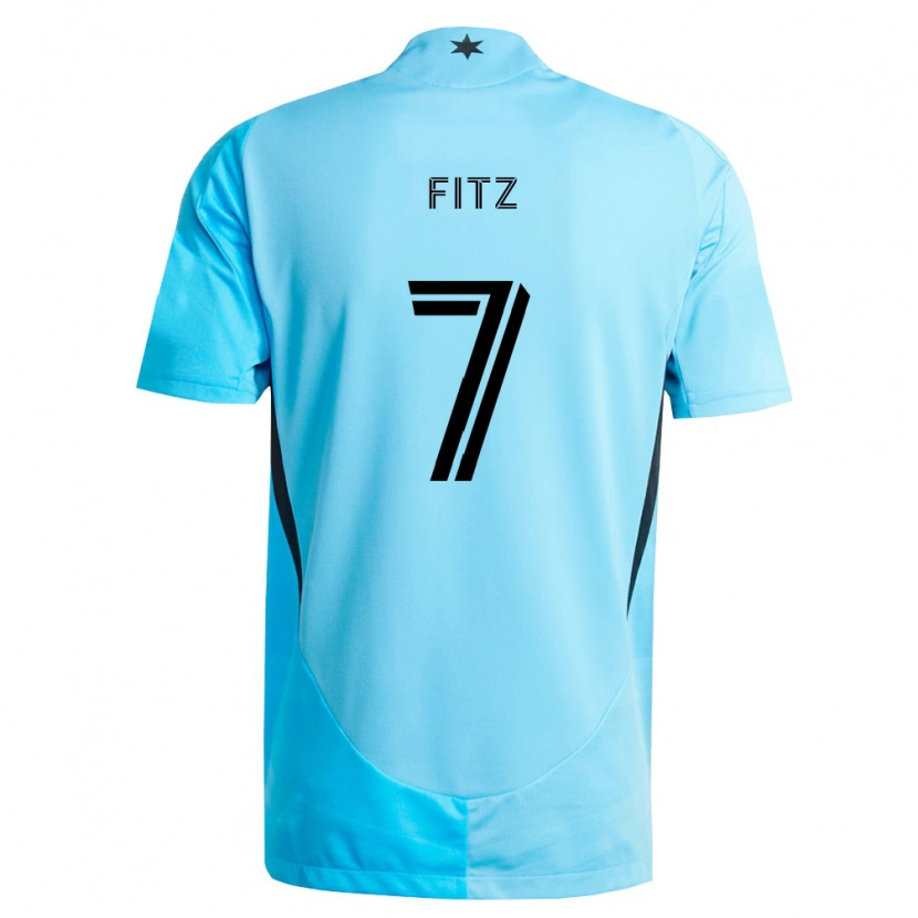 Danxen Niño Camiseta Dominik Fitz #7 Azul Claro Negro 2ª Equipación 2026/27 La Camisa