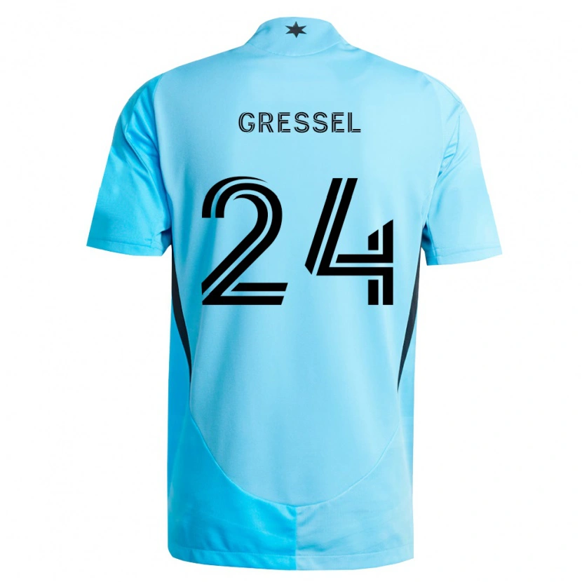 Danxen Niño Camiseta Julian Gressel #24 Azul Claro Negro 2ª Equipación 2026/27 La Camisa