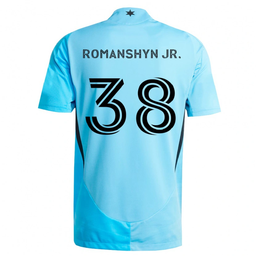 Danxen Niño Camiseta Kage Romanshyn Jr. #38 Azul Claro Negro 2ª Equipación 2026/27 La Camisa