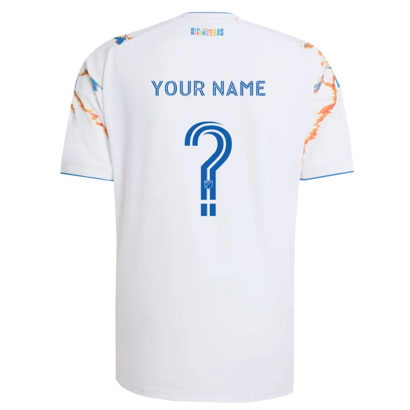 Danxen Niño Camiseta Su Nombre #0 Blanco Naranja Azul 2ª Equipación 2026/27 La Camisa