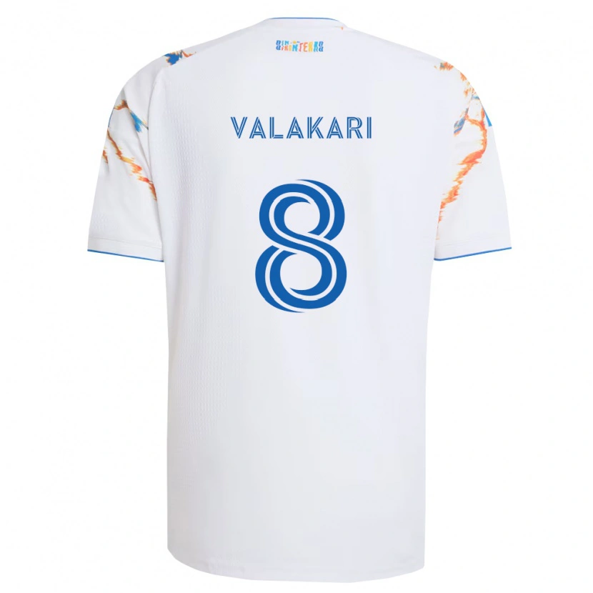 Danxen Niño Camiseta Onni Valakari #8 Blanco Naranja Azul 2ª Equipación 2026/27 La Camisa